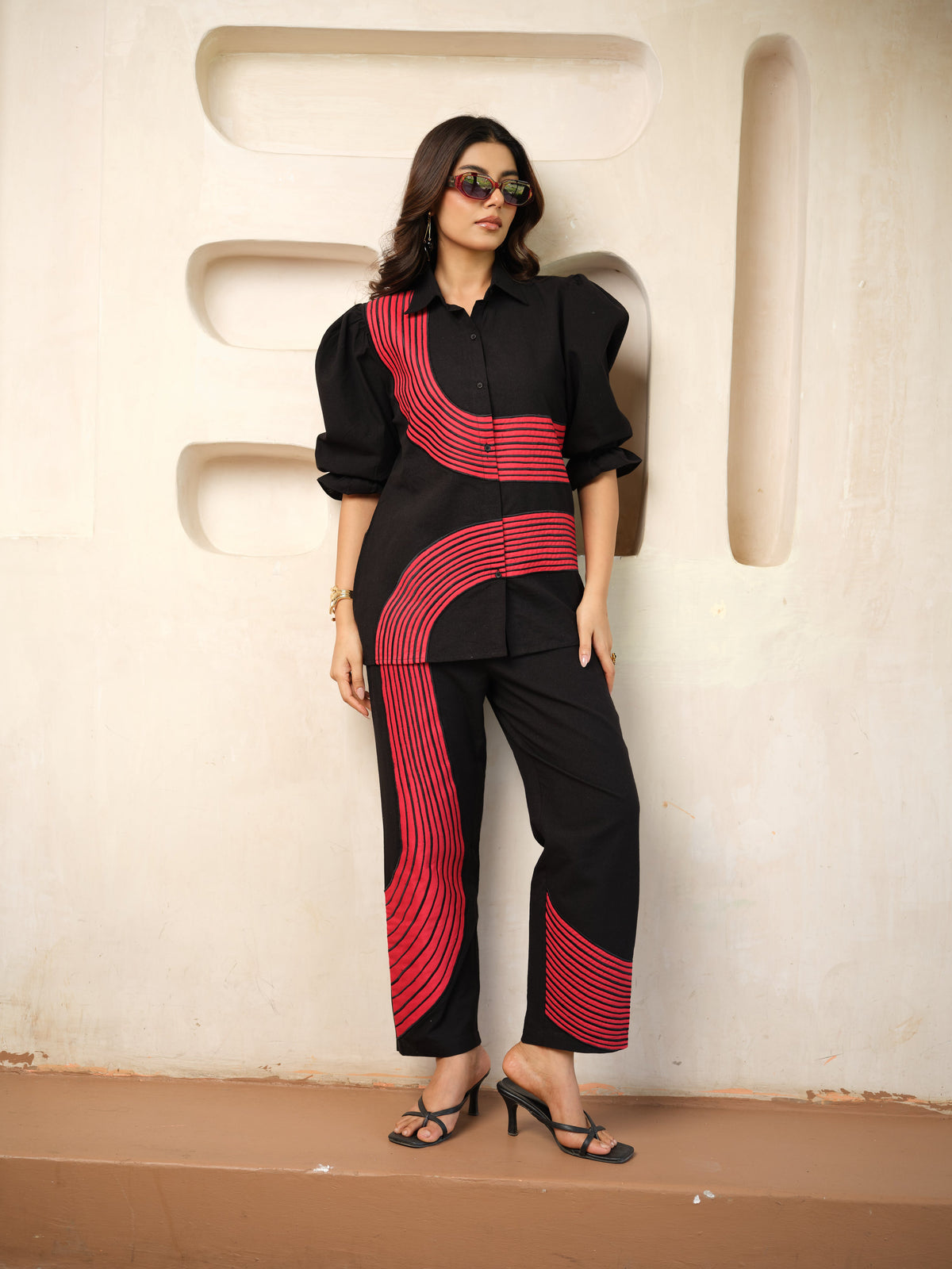 Rhythm Line Appliquéd Co-ord Set for Women