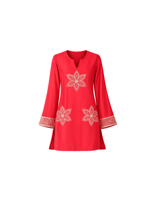 This elegant top is tailored in rich silk fabric, blending timeless allure with a modern edge. The front is adorned with intricately embroidered floral motifs, delicately rendered in golden zari and enhanced with fine hand-embellished kadhana work for depth and dimension. The embroidery extends gracefully along the sleeves, creating a seamless flow of artistry and balance. A perfect expression of classic charm reimagined through contemporary elegance, this piece is designed for effortless sophistication.