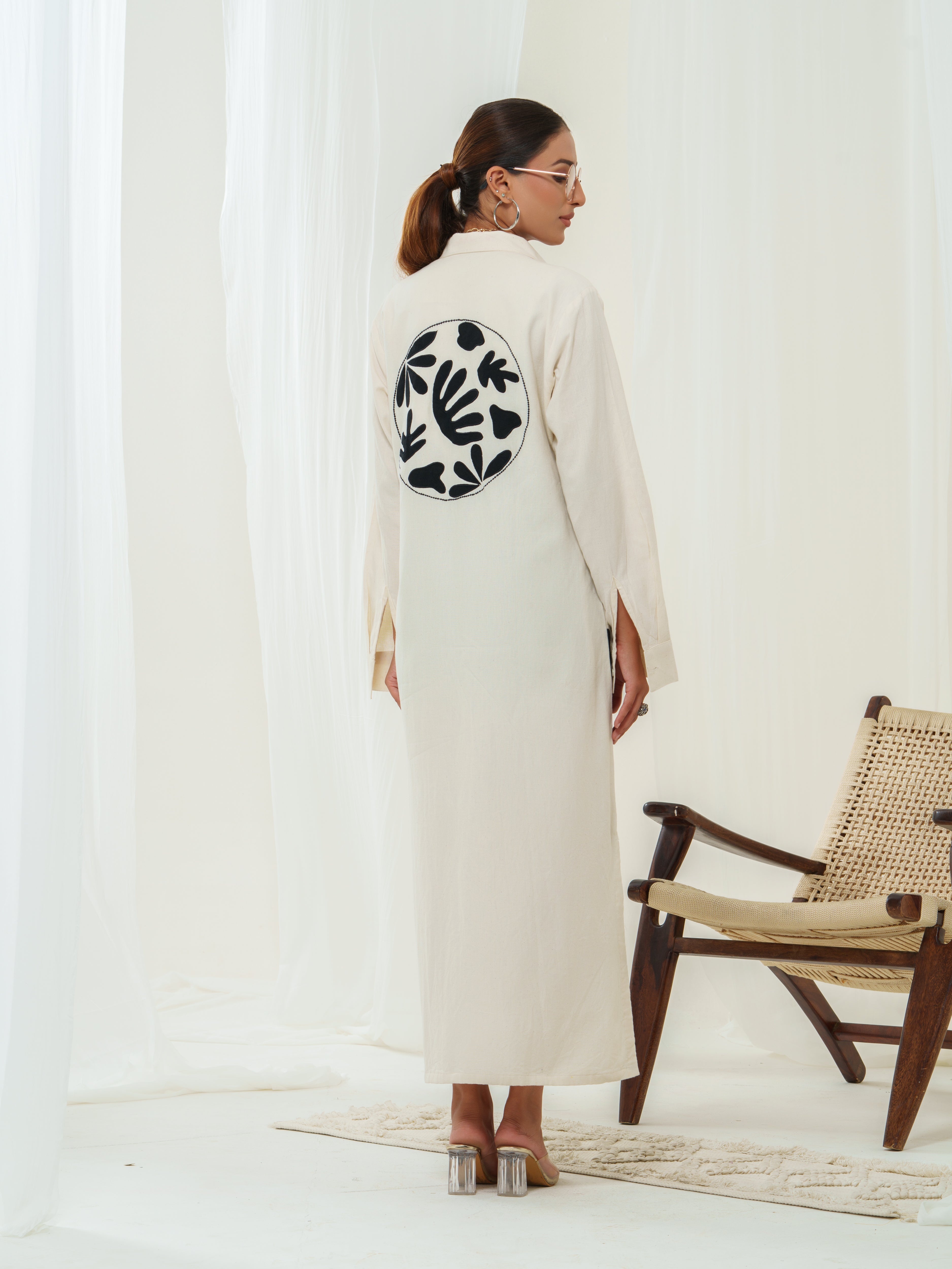 Handloom Appliqué -Breezy shirt dress