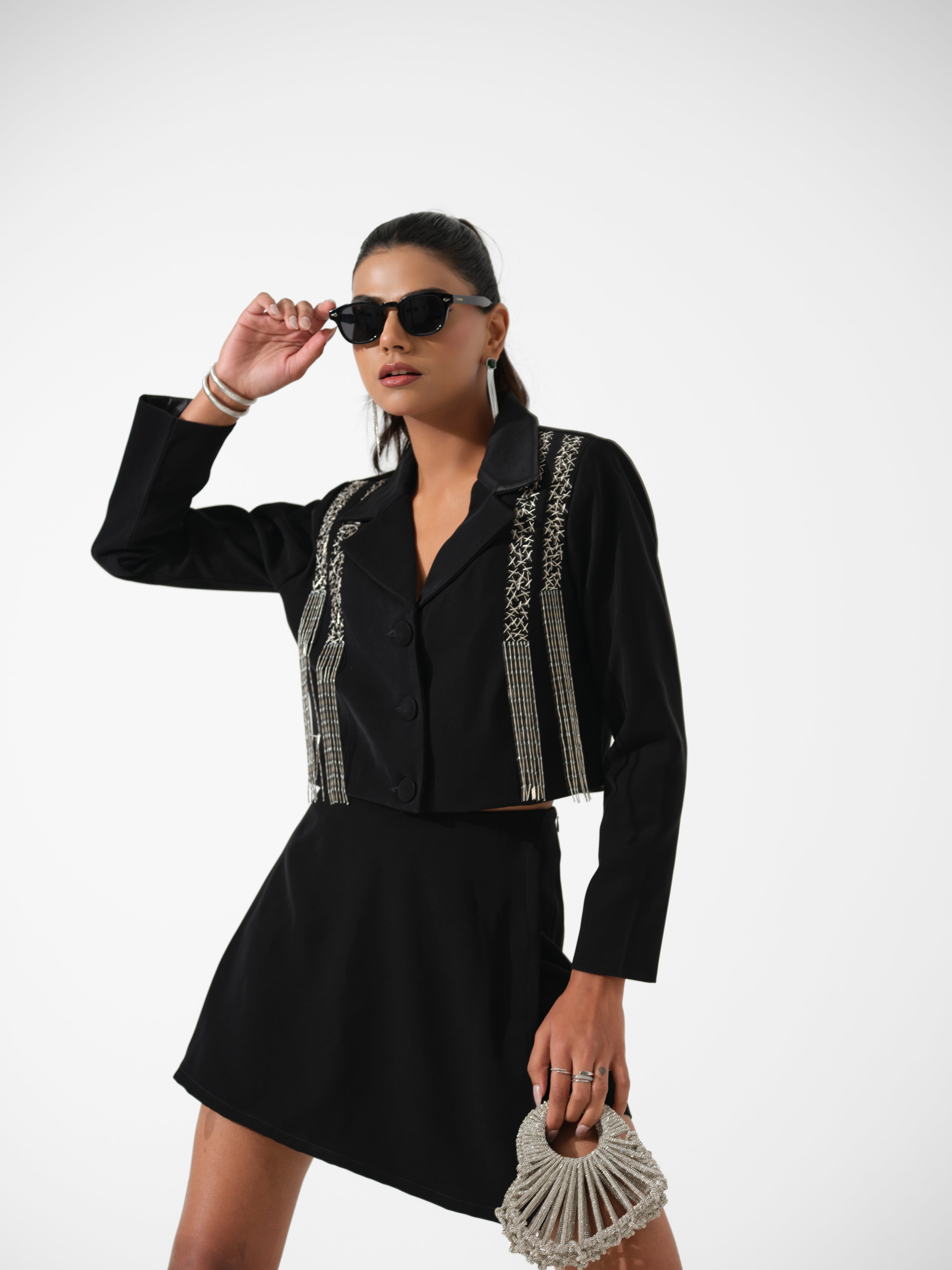 Bling Noir - Skirt & Crop Blazer