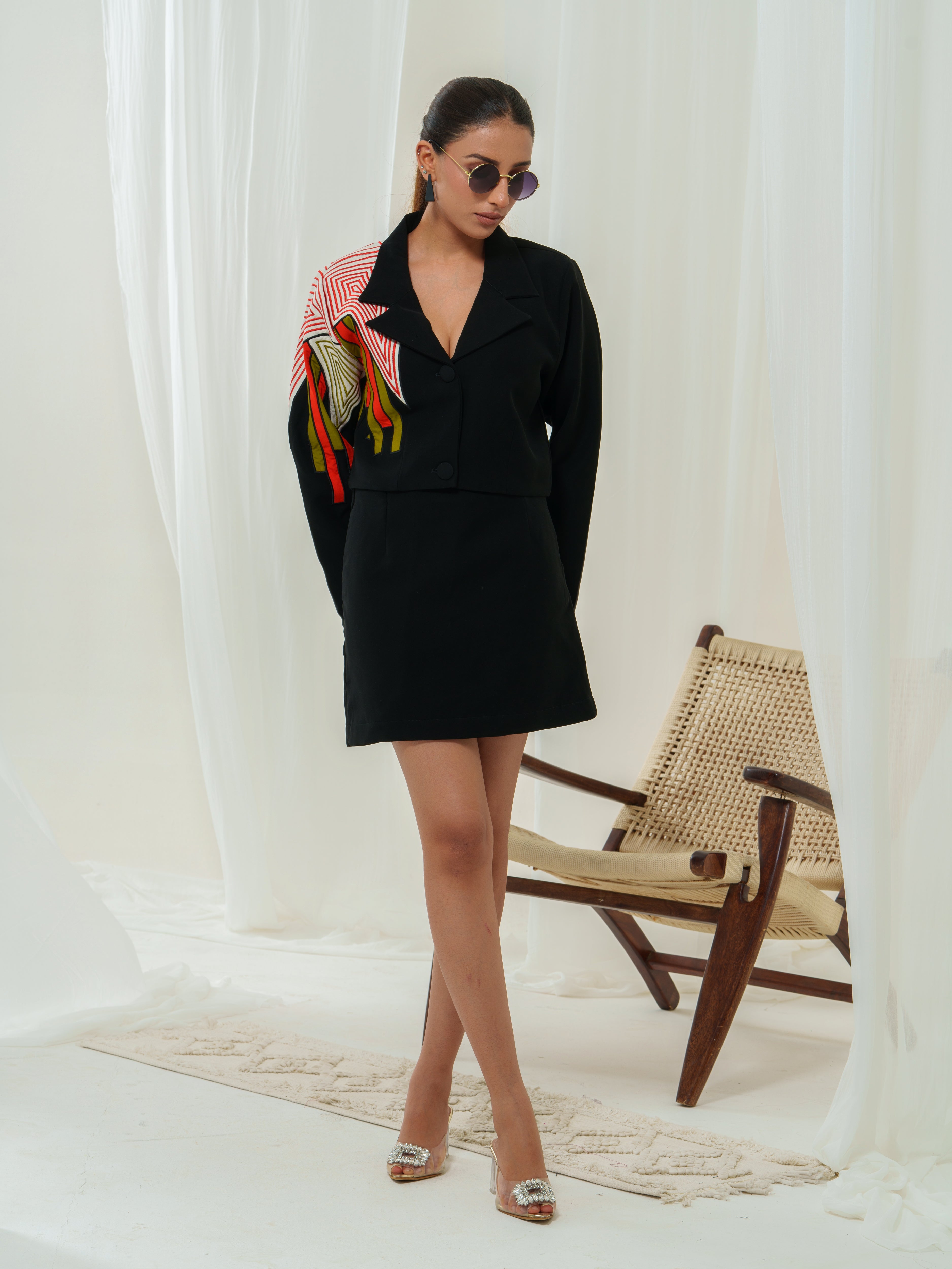 Asymmetric Blazer Skirt Dress