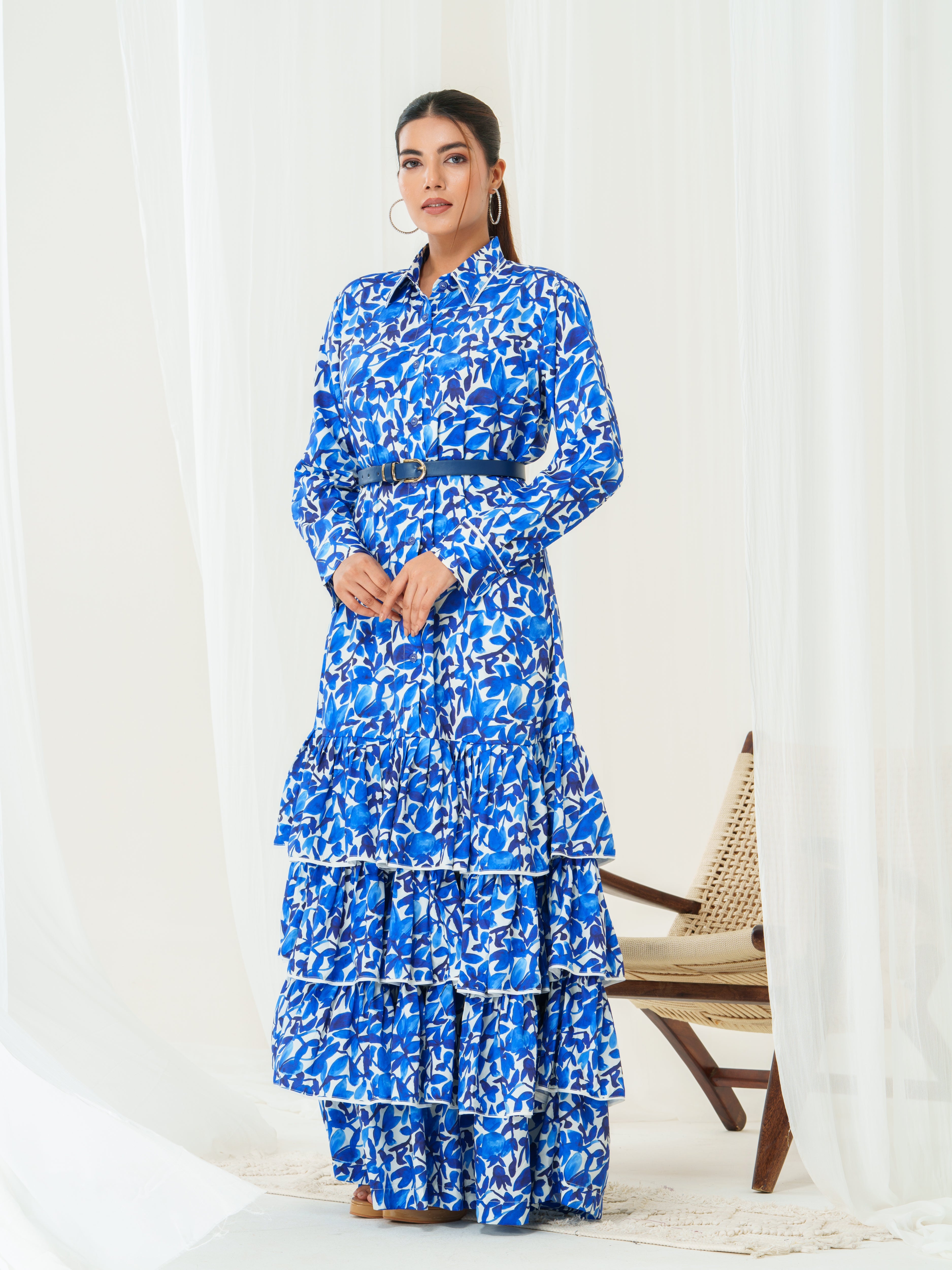 Blue Medow Three Tiered  Dress