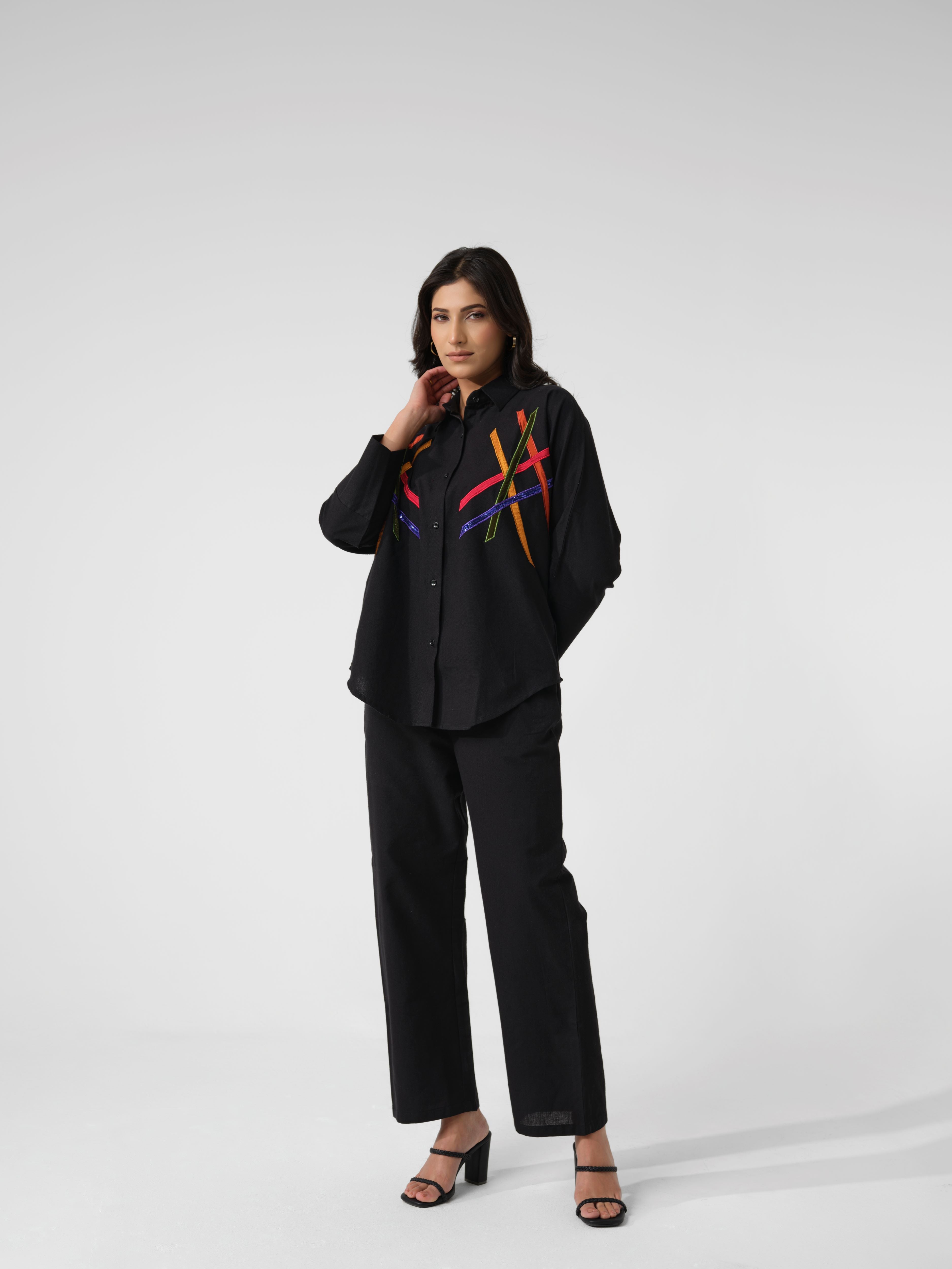 Crossline Appliquéd Shirt for Women