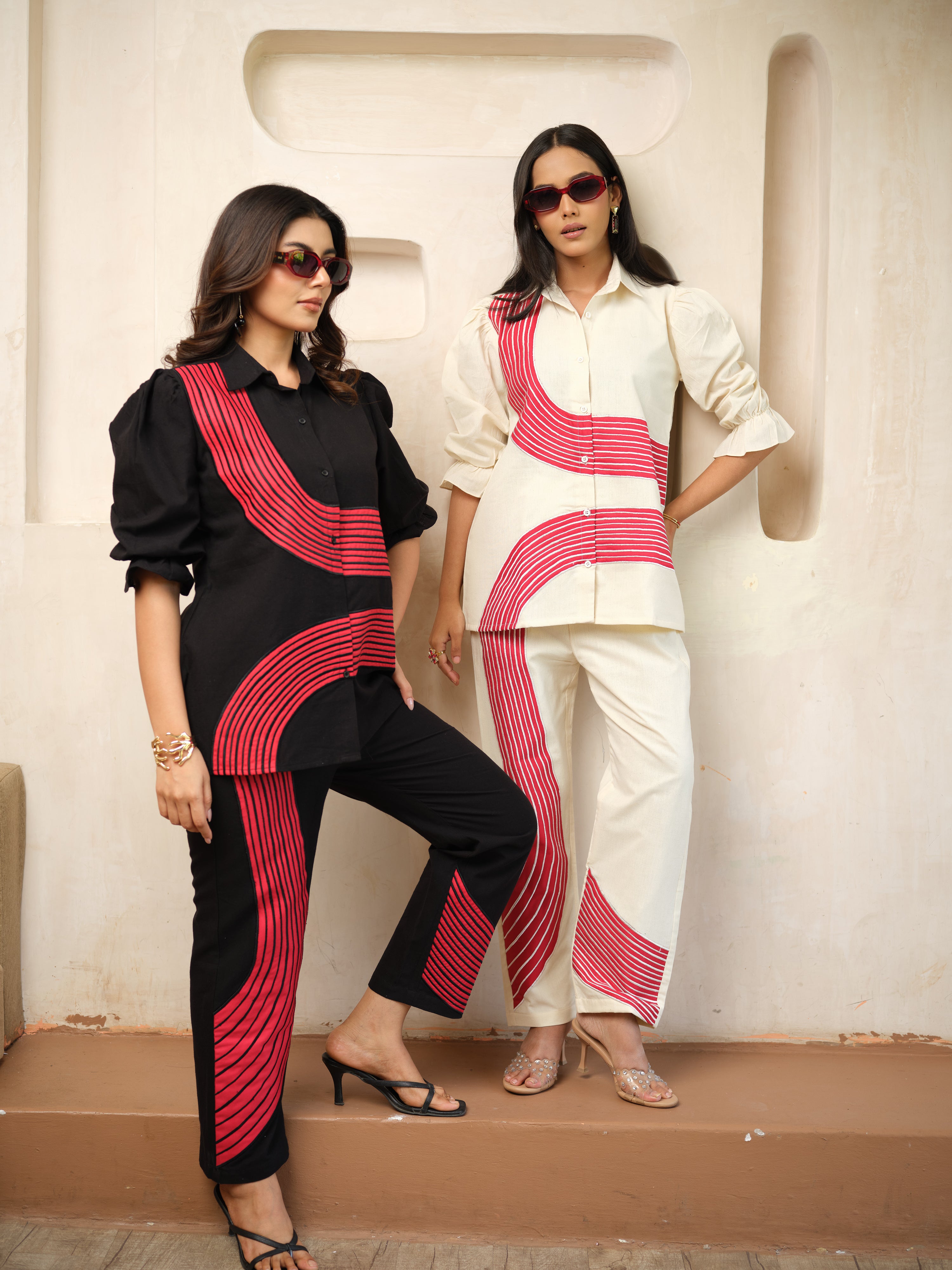 Rhythm Line Appliquéd Co-ord Set for Women
