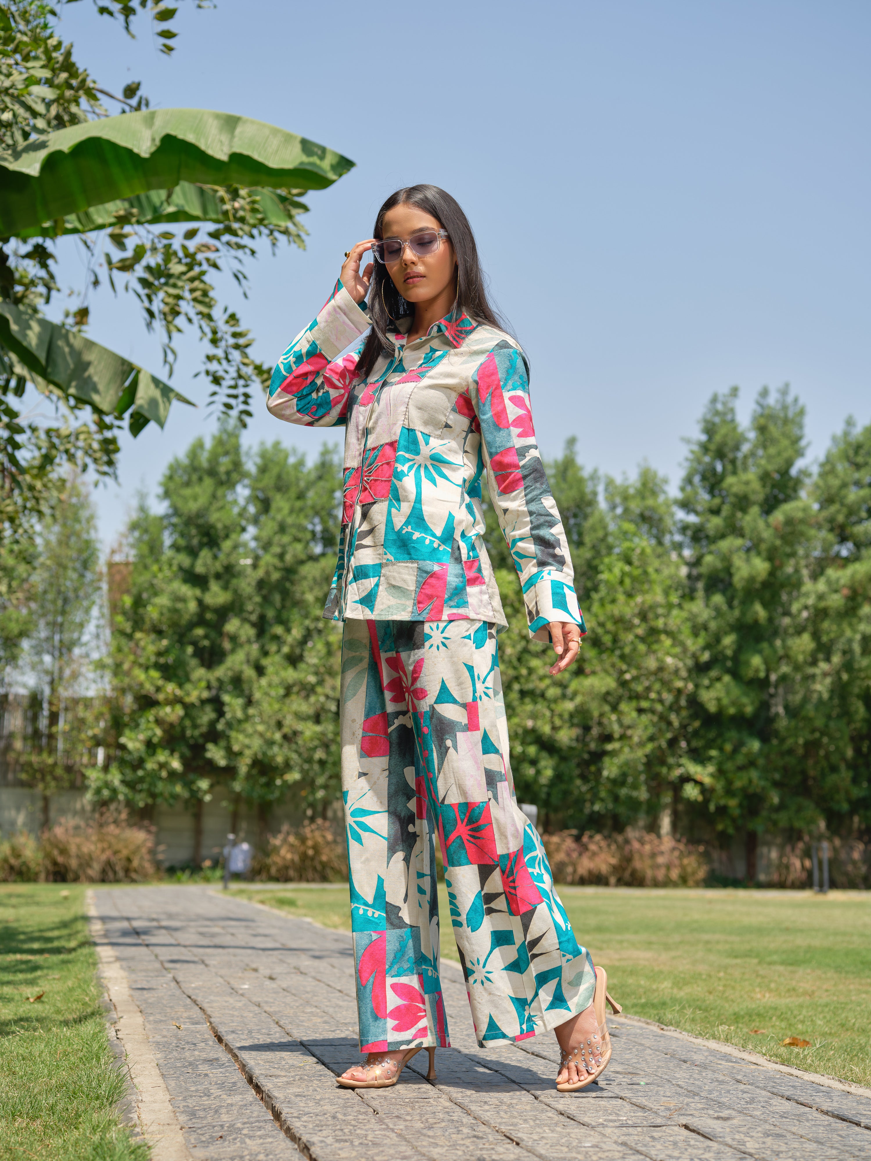 Tropical Patch Printed Co-ord Set for Women