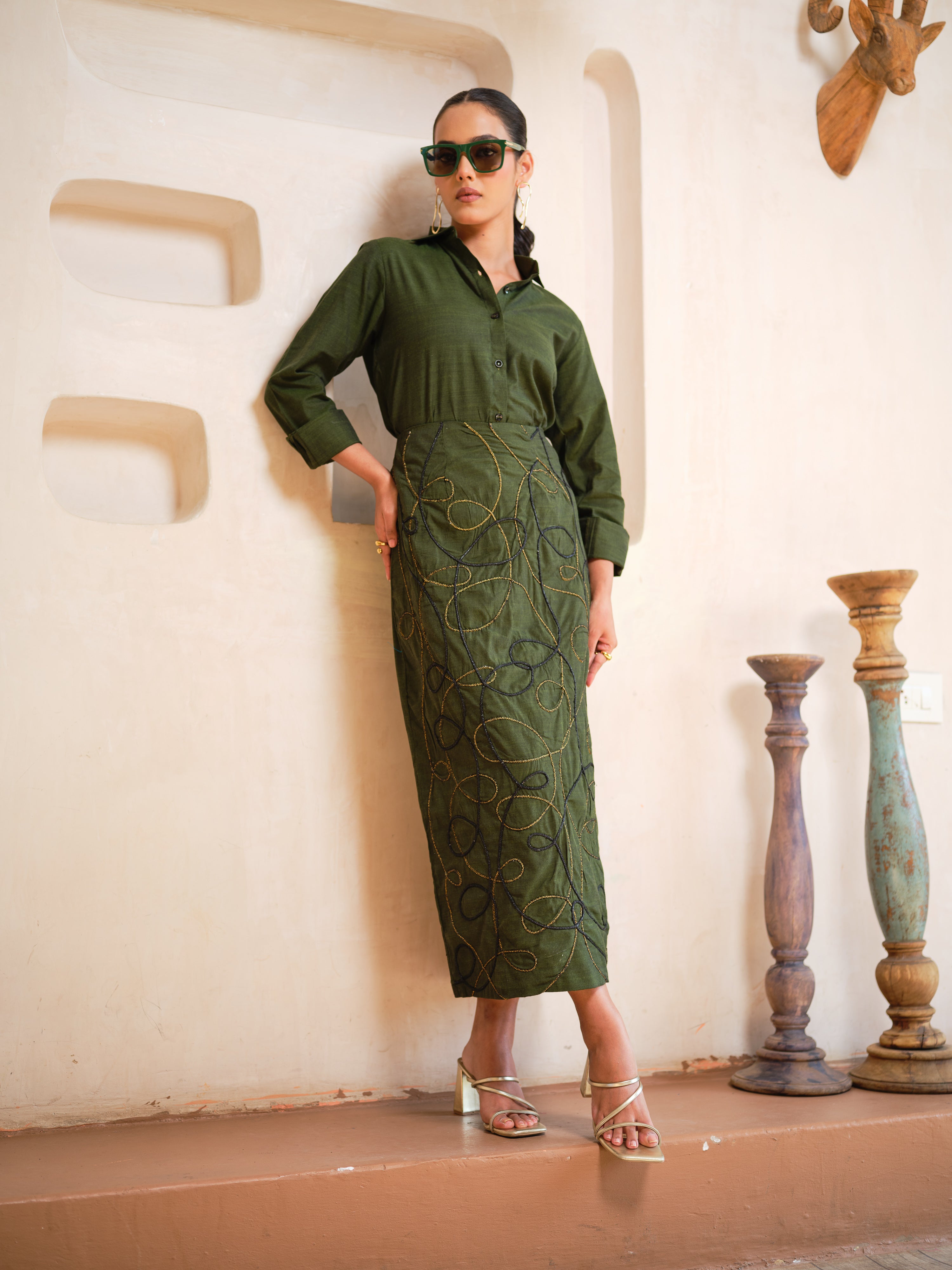 Thread line Embroidered Set for Women