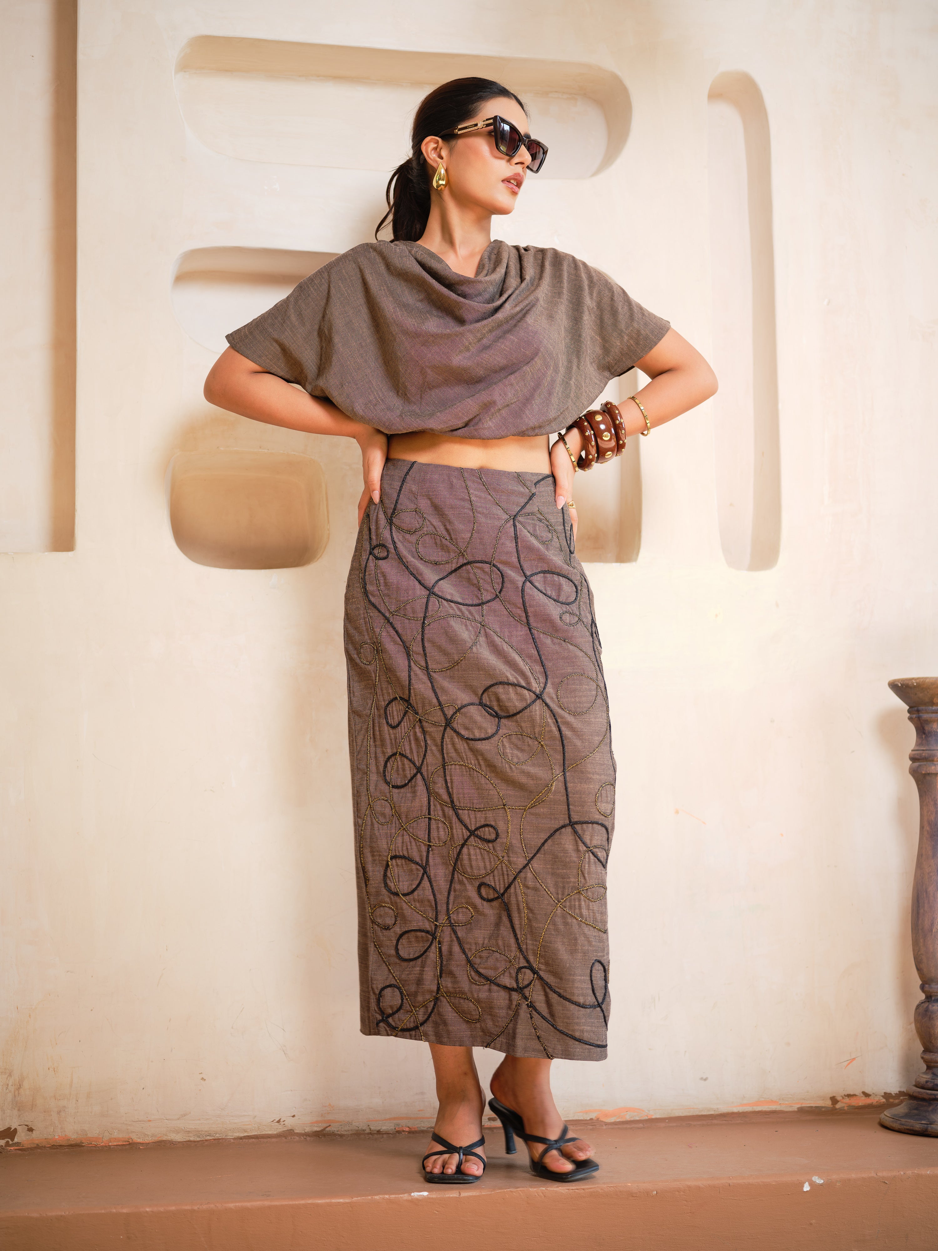 Rustic Flow Skirt Set for Women
