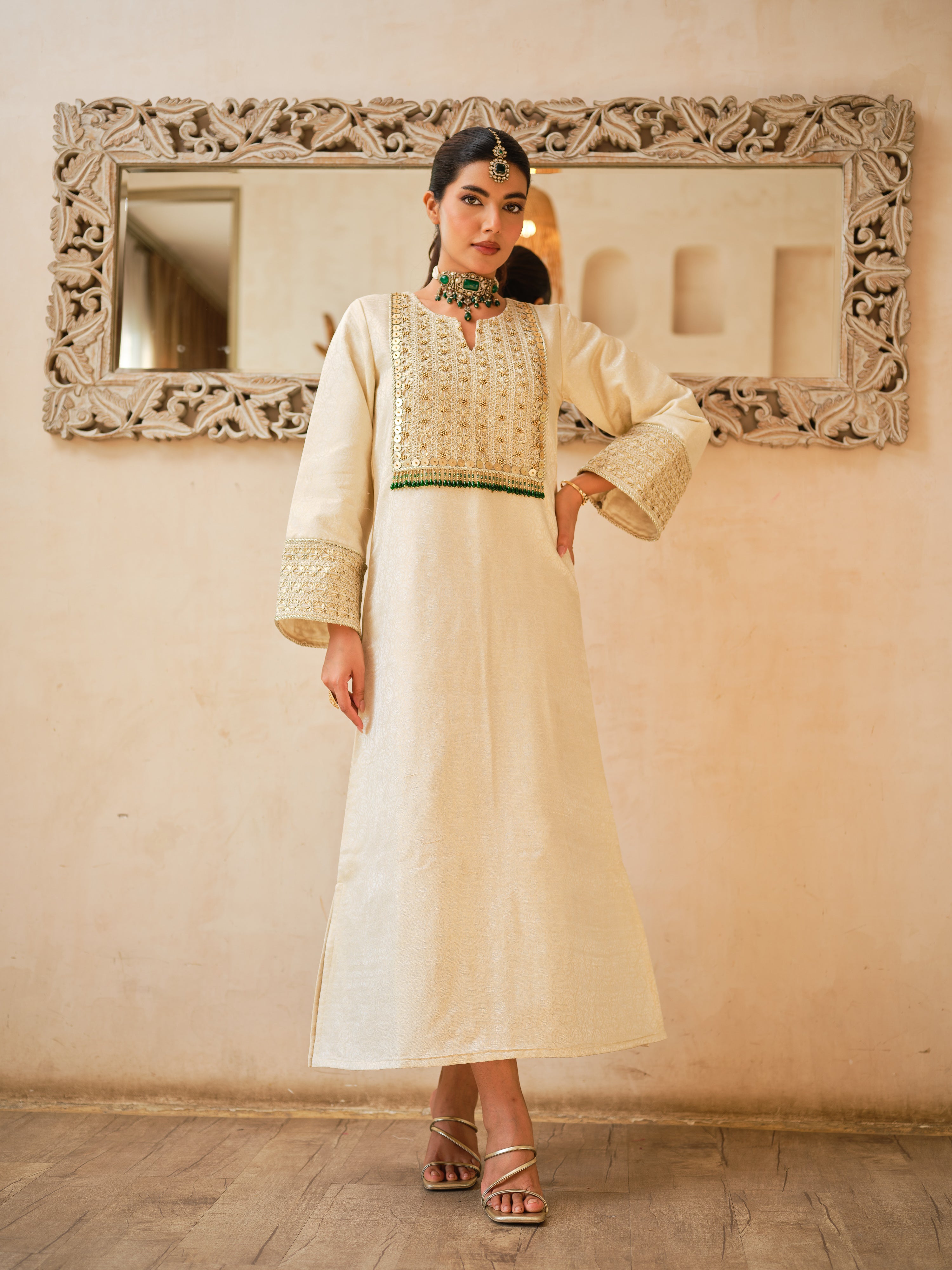 Gulnaar Brocade Kurta