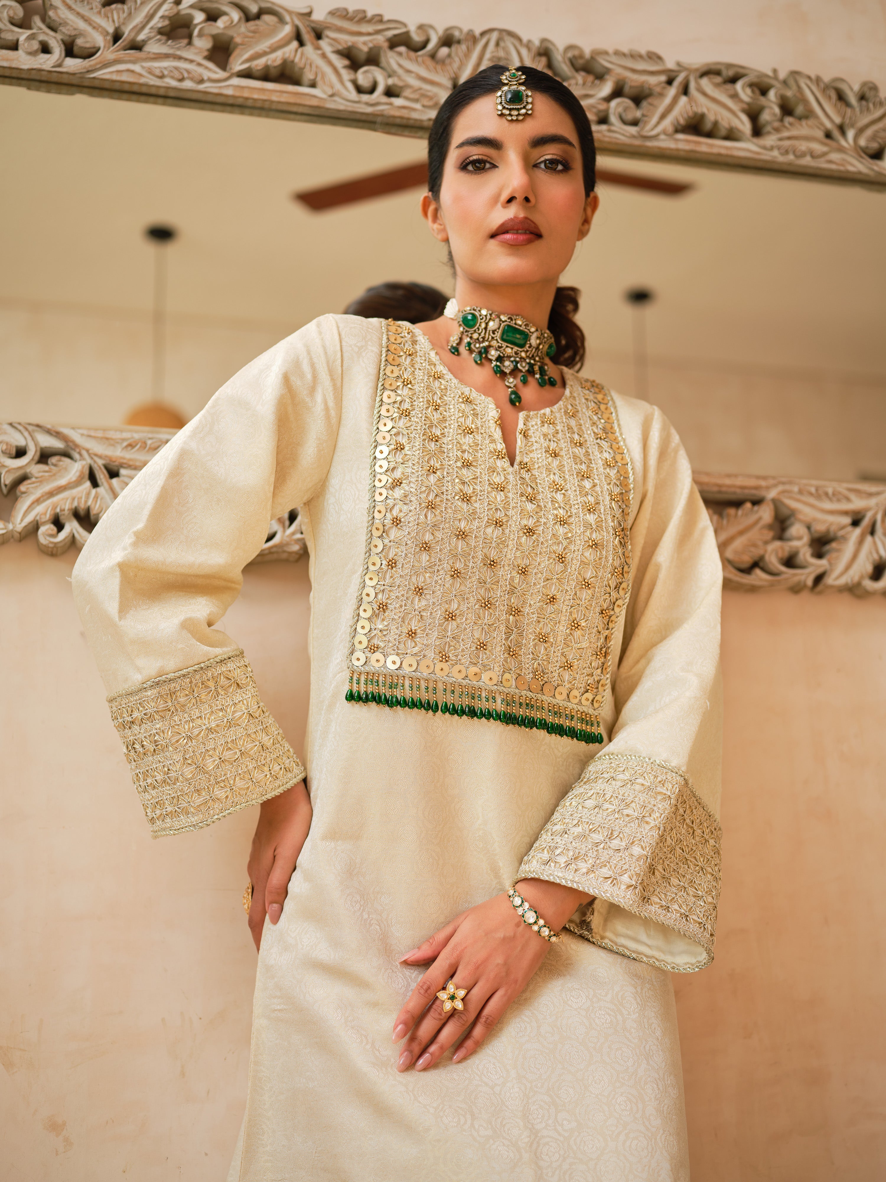 Gulnaar Brocade Kurta