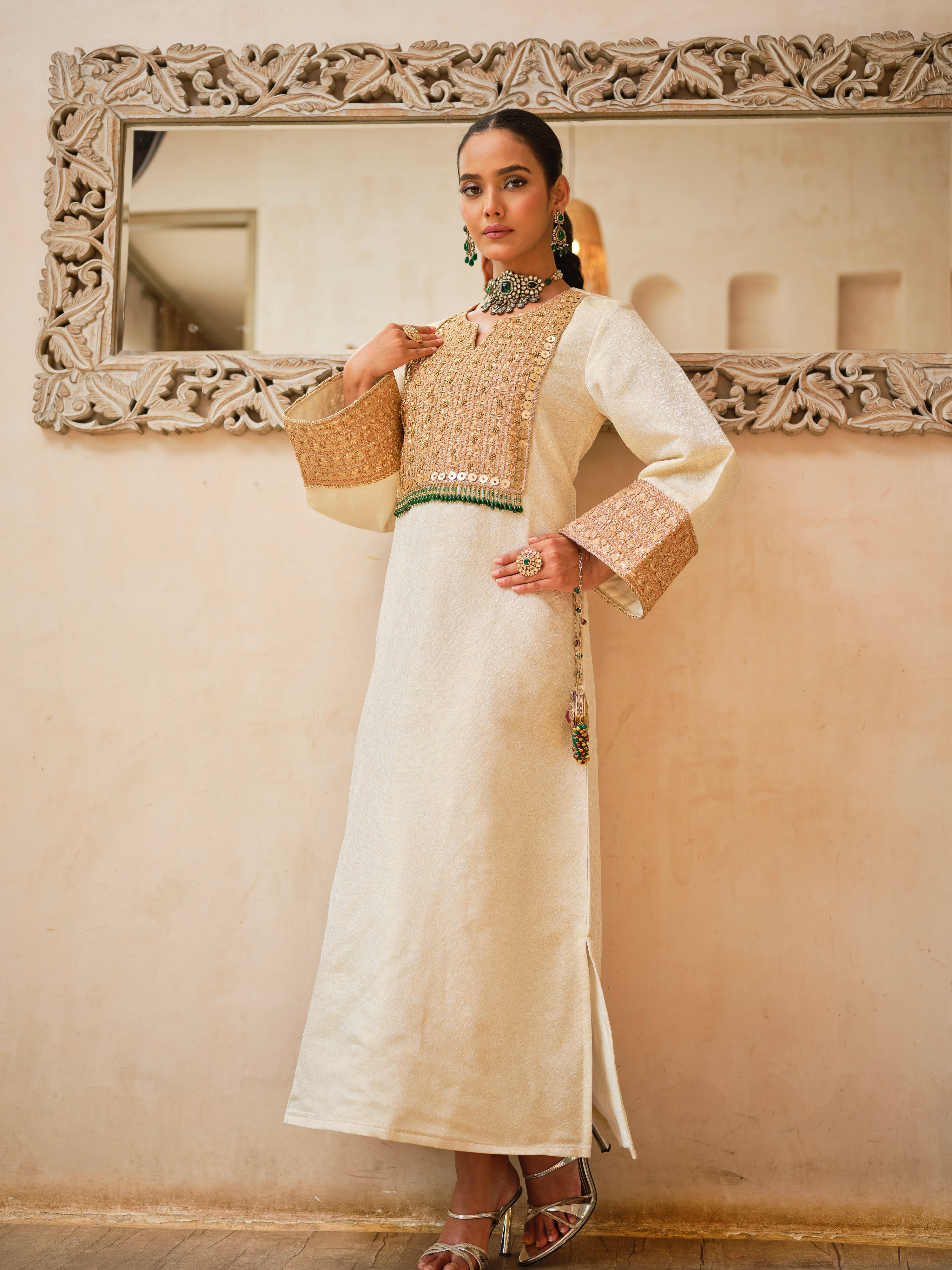 Gulnaar Brocade Kurta