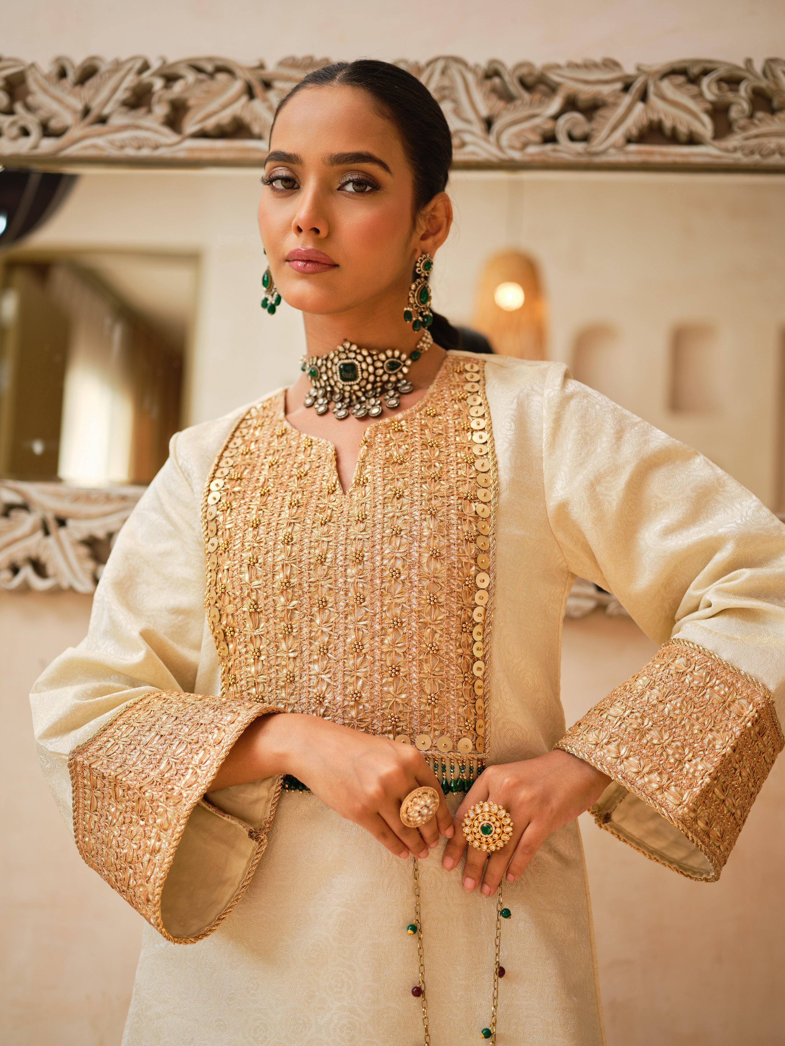 Gulnaar Brocade Kurta