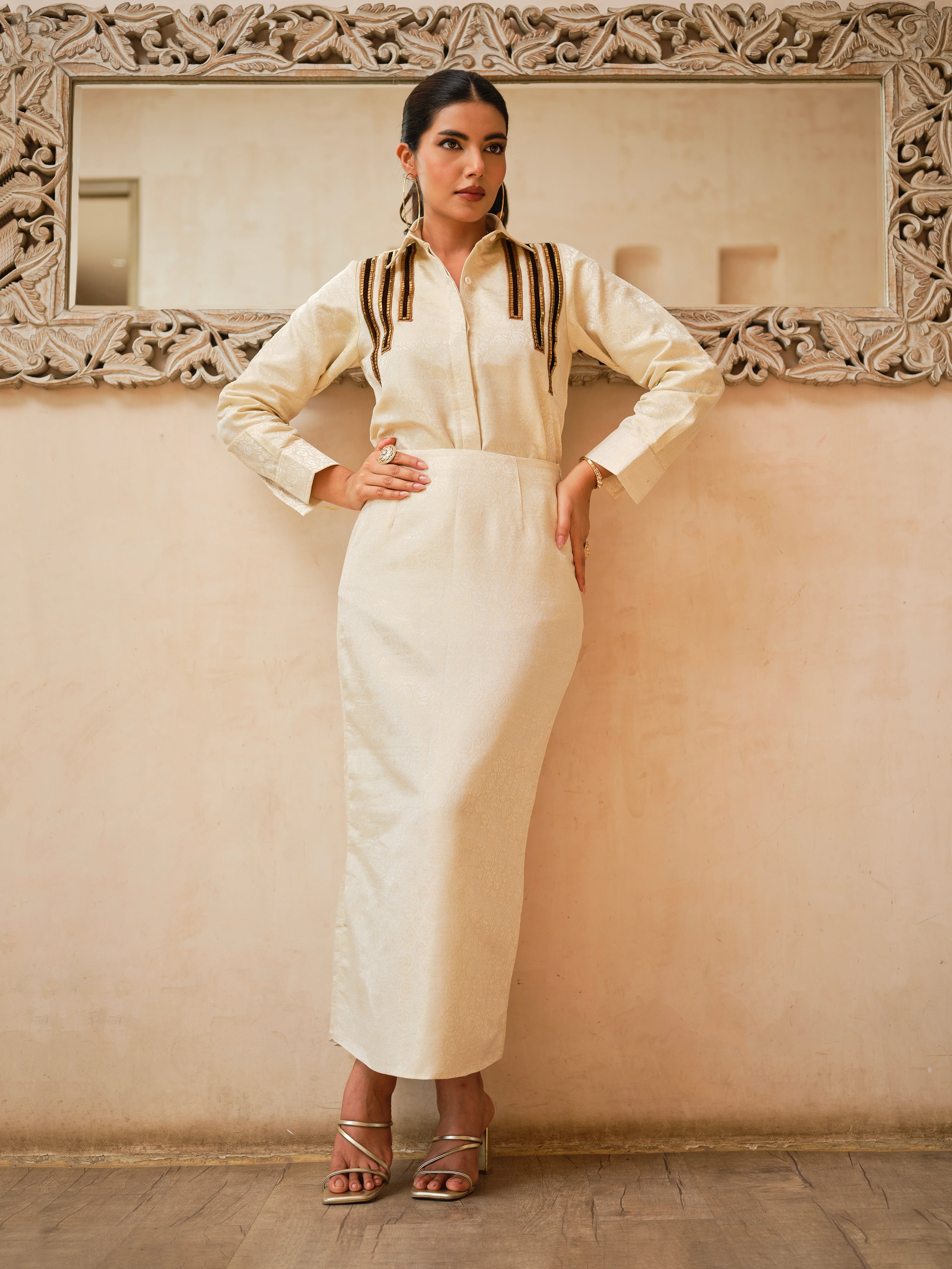 Antique Luxe Shirt & Skirt Set