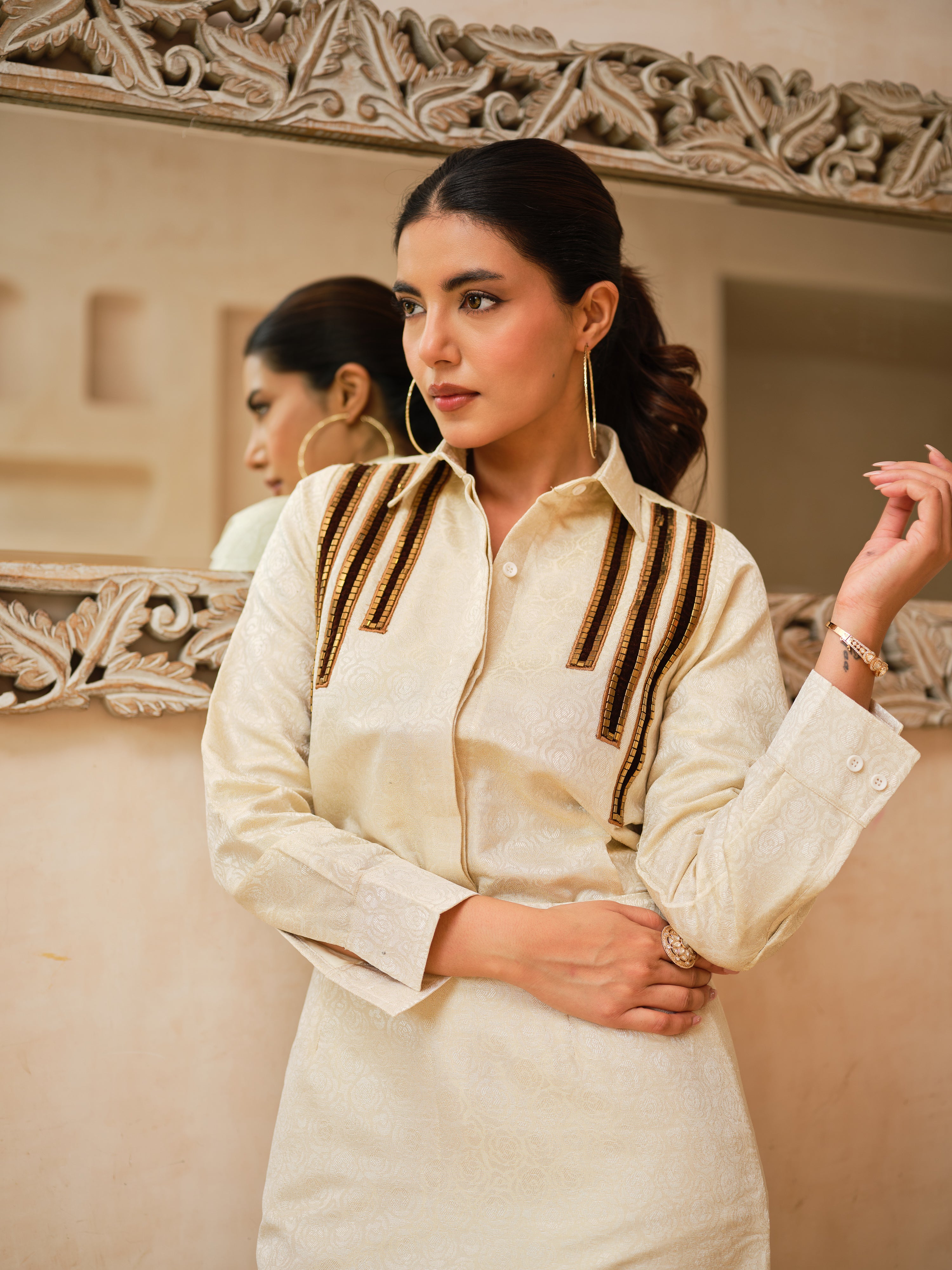 Antique Luxe Shirt & Skirt Set