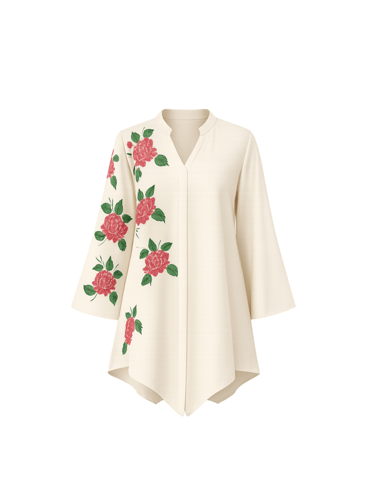 This elegant kurta showcases delicate hand-painted rose motifs that celebrate femininity and sophistication. Crafted in luxurious fabric, it blends exceptional comfort with timeless elegance, while reflecting the beauty of meticulous craftsmanship.