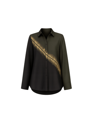 Crafted in soft cotton viscose fabric, this shirt offers a breathable feel with a fluid drape and refined silhouette. Hand-painted detailing with intricate embroidery adds an artistic touch, blending contemporary style with everyday elegance.