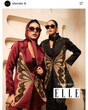Crafted from luxurious *Imported Satin, this statement *Blazer Co-ord Set&nbsp; features a striking *butterfly appliqué design* enhanced with intricate hand embroidery. The tailored silhouette and artisanal detailing create a perfect balance of elegance and contemporary style, making it an ideal choice for festive occasions, evening events, and special celebrations