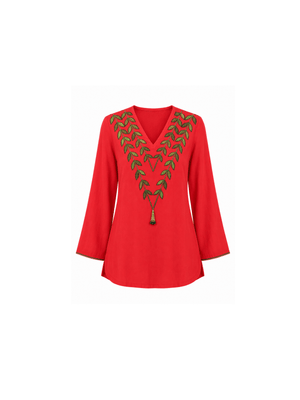 This elegant kurta features delicately hand-painted leaf motifs that celebrate the beauty of nature. Inspired by the vibrant hues of a botanical garden, it blends artistic expression with refined craftsmanship, creating a timeless and distinctive look.