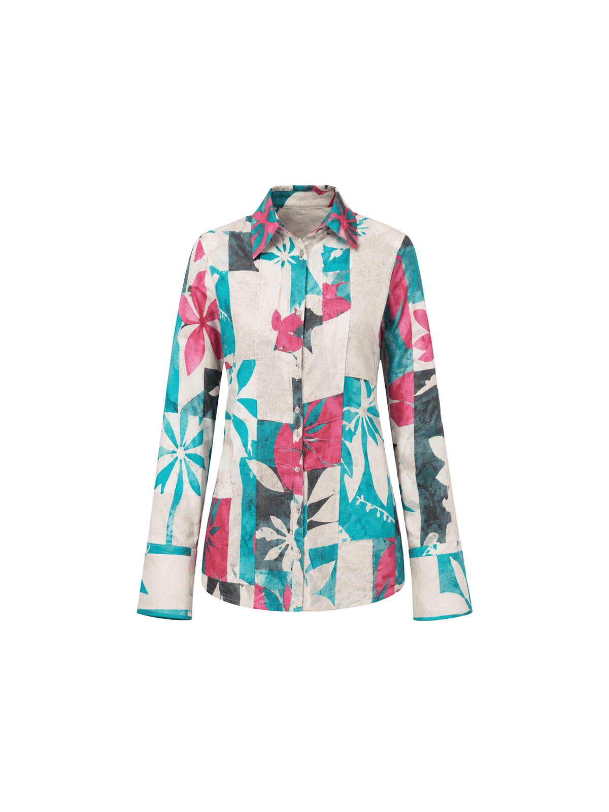 Crafted in breathable mul cotton, this stylish printed shirt features a tailored silhouette with subtle handwork detailing for a refined touch. The vibrant print and comfortable fit make it perfect for effortless everyday elegance.