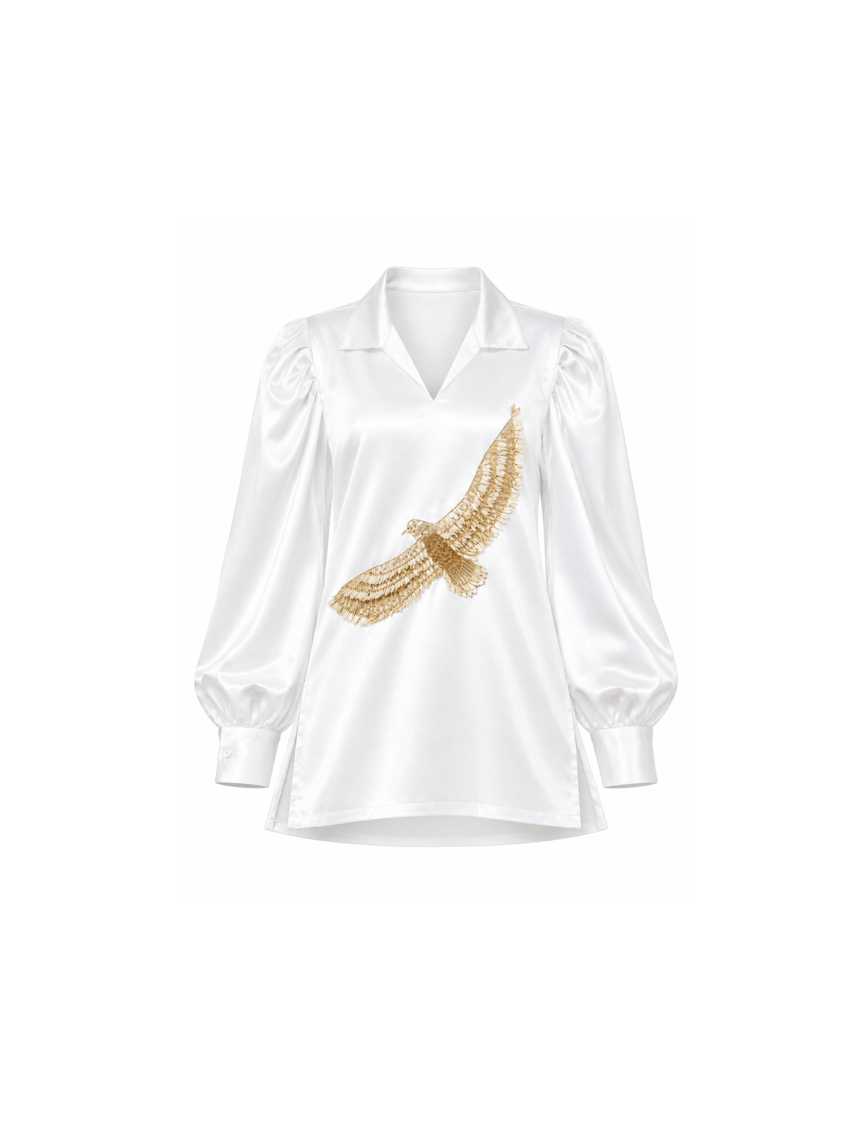 "Wingspan," a reflection of impeccable quality and timeless elegance. This co-ord set is crafted from the finest materials, ensuring a luxurious feel and comfort throughout wear. The highlight of this collection is the striking eagle patchwork, meticulously adorned with golden detailing, creating a regal and classy appeal.