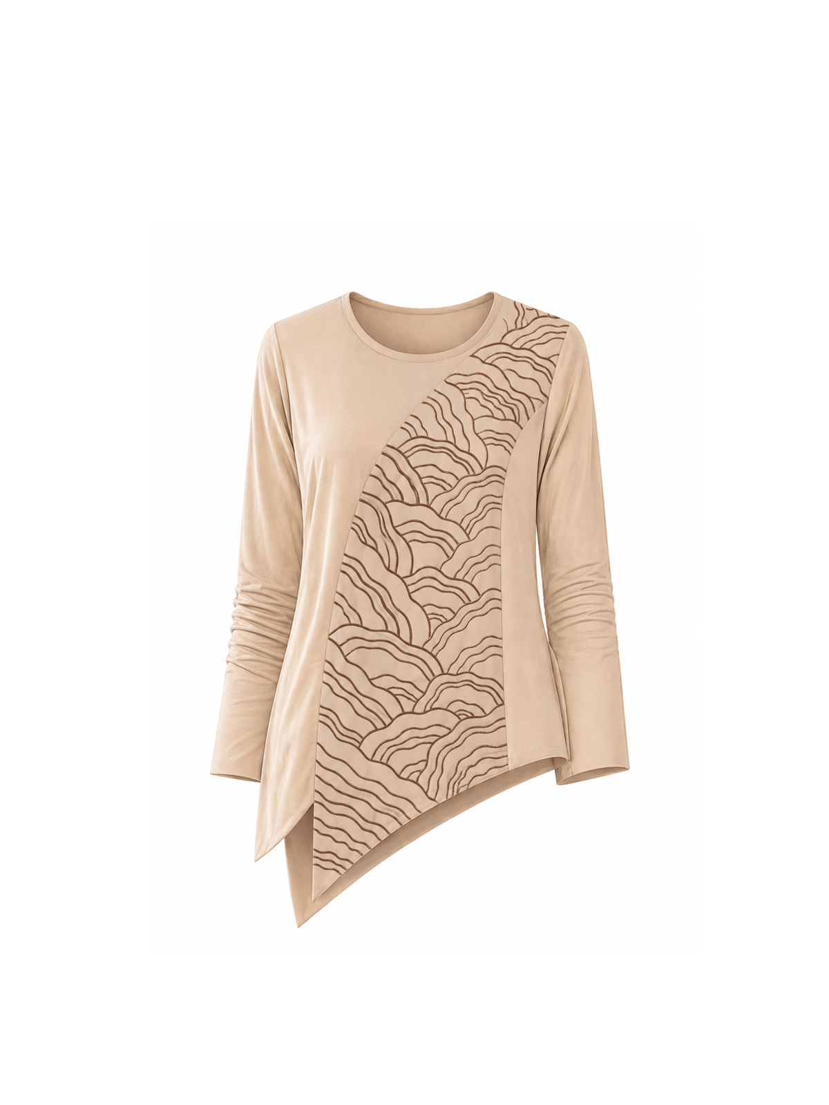 Step into effortless elegance with this uniquely designed top, crafted from high-quality crepe fabric known for its soft texture and graceful drape. The silhouette features an eye-catching asymmetrical cut, beautifully accented with metallic salli handwork&nbsp;and intricate embroidery that adds a touch of understated glamour. Blending contemporary design with refined craftsmanship, this piece is perfect for festive occasions, semi-formal events, and intimate gatherings.