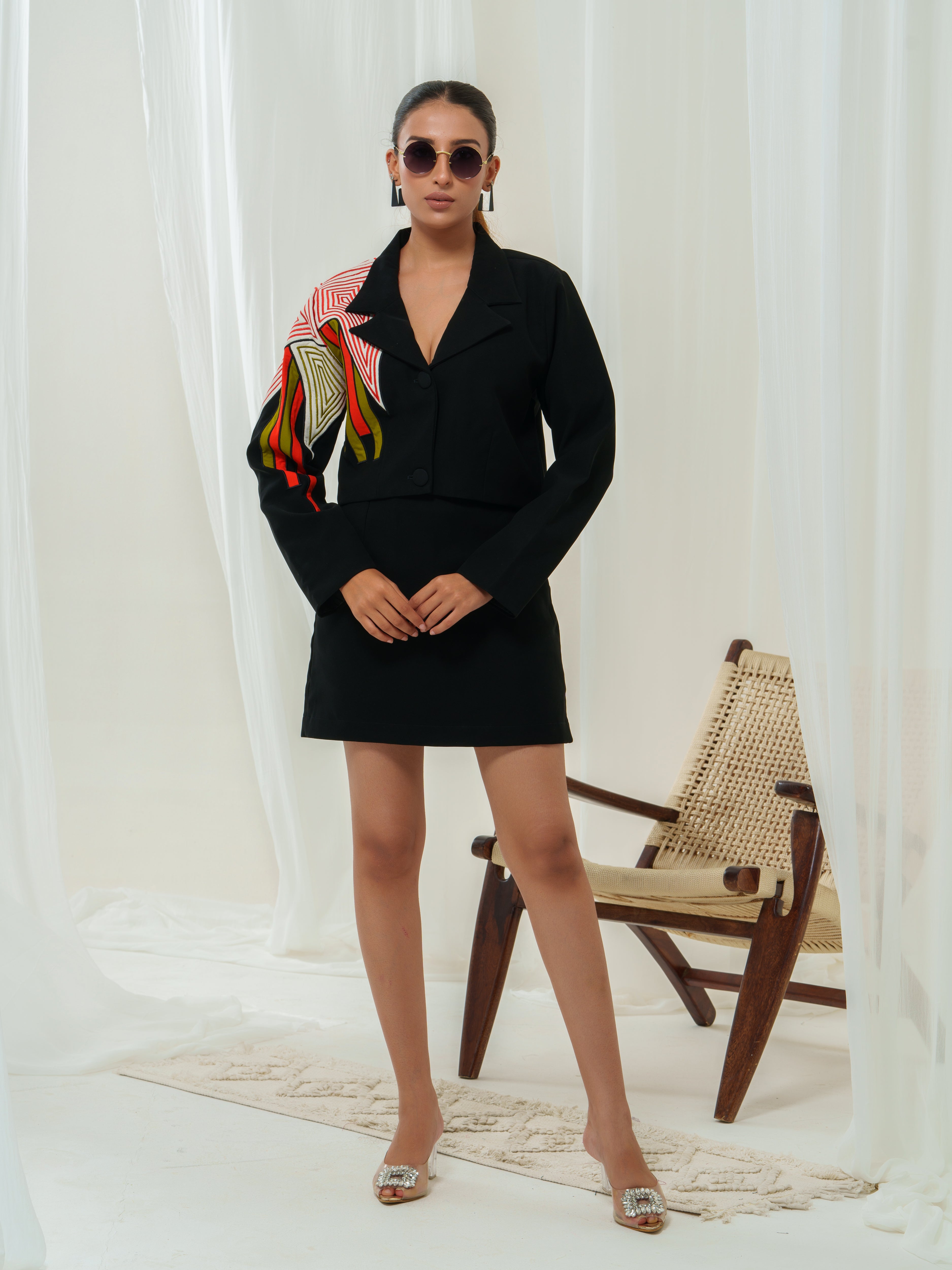 Asymmetric Blazer Skirt Dress