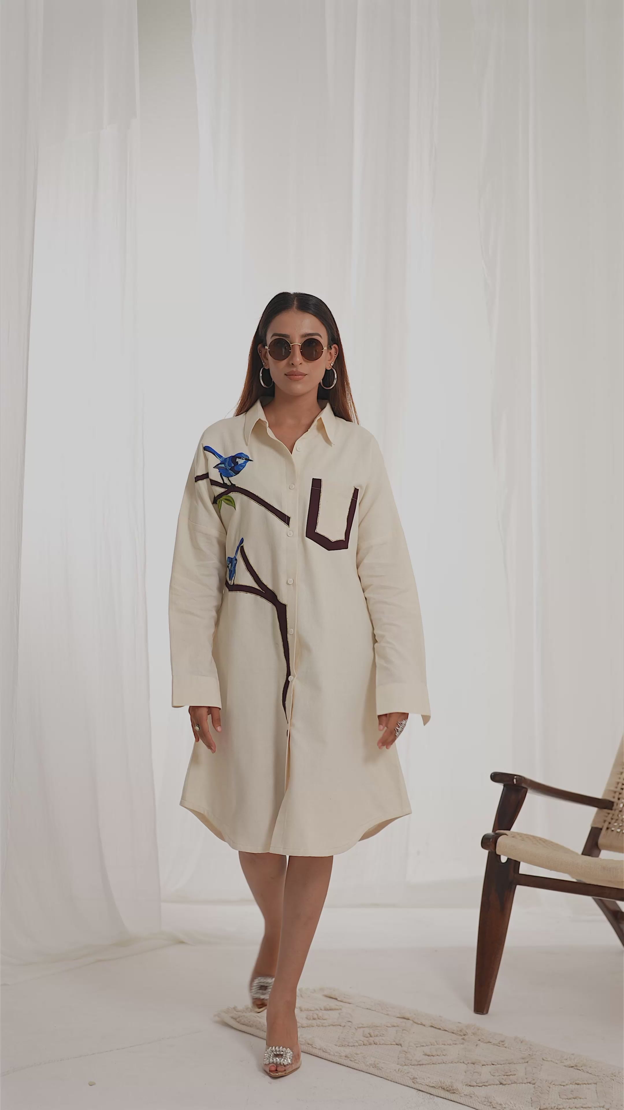 Handloom birdie bough shirt dress