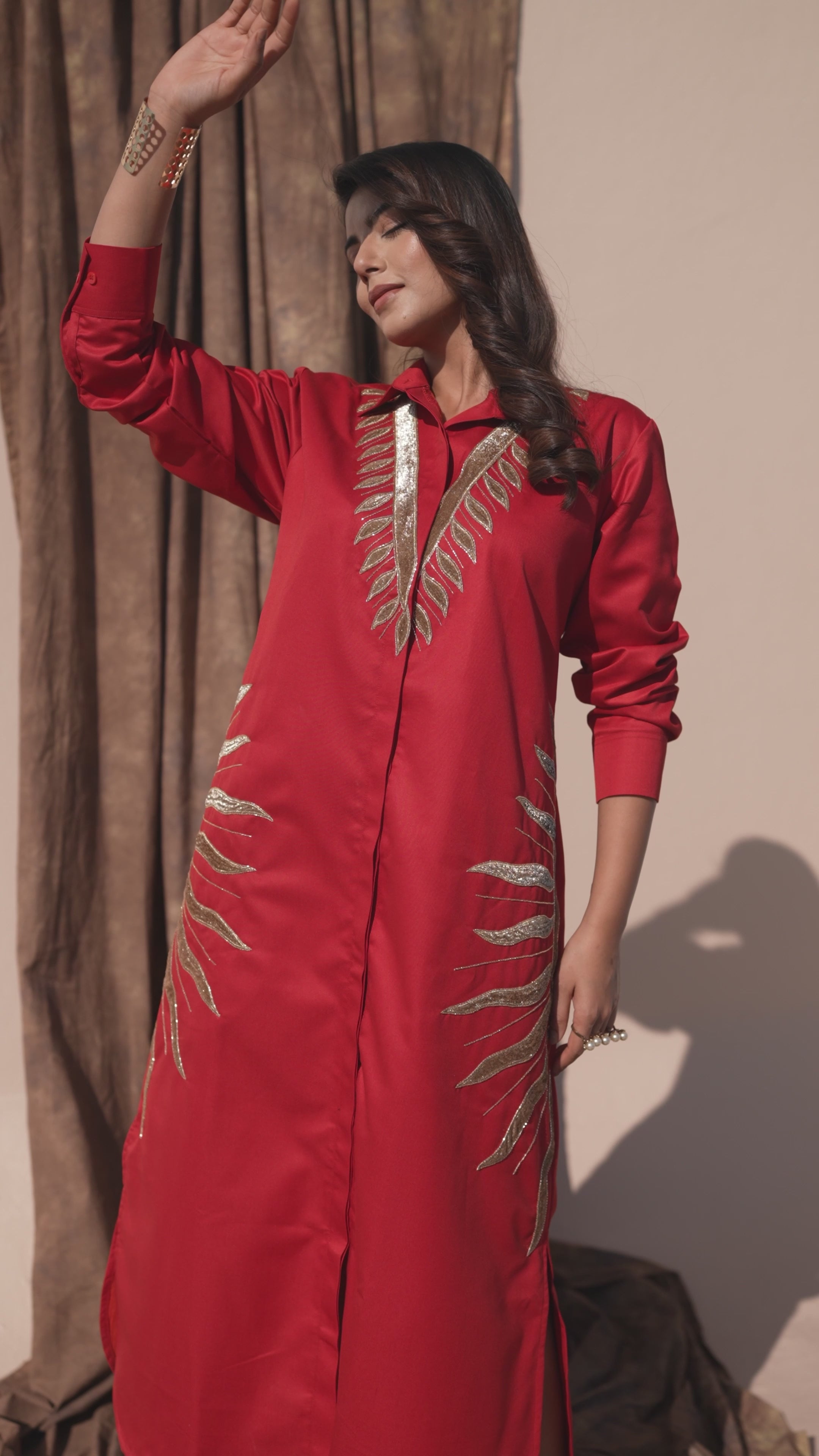 Clarissa Gold Shirt  Dress