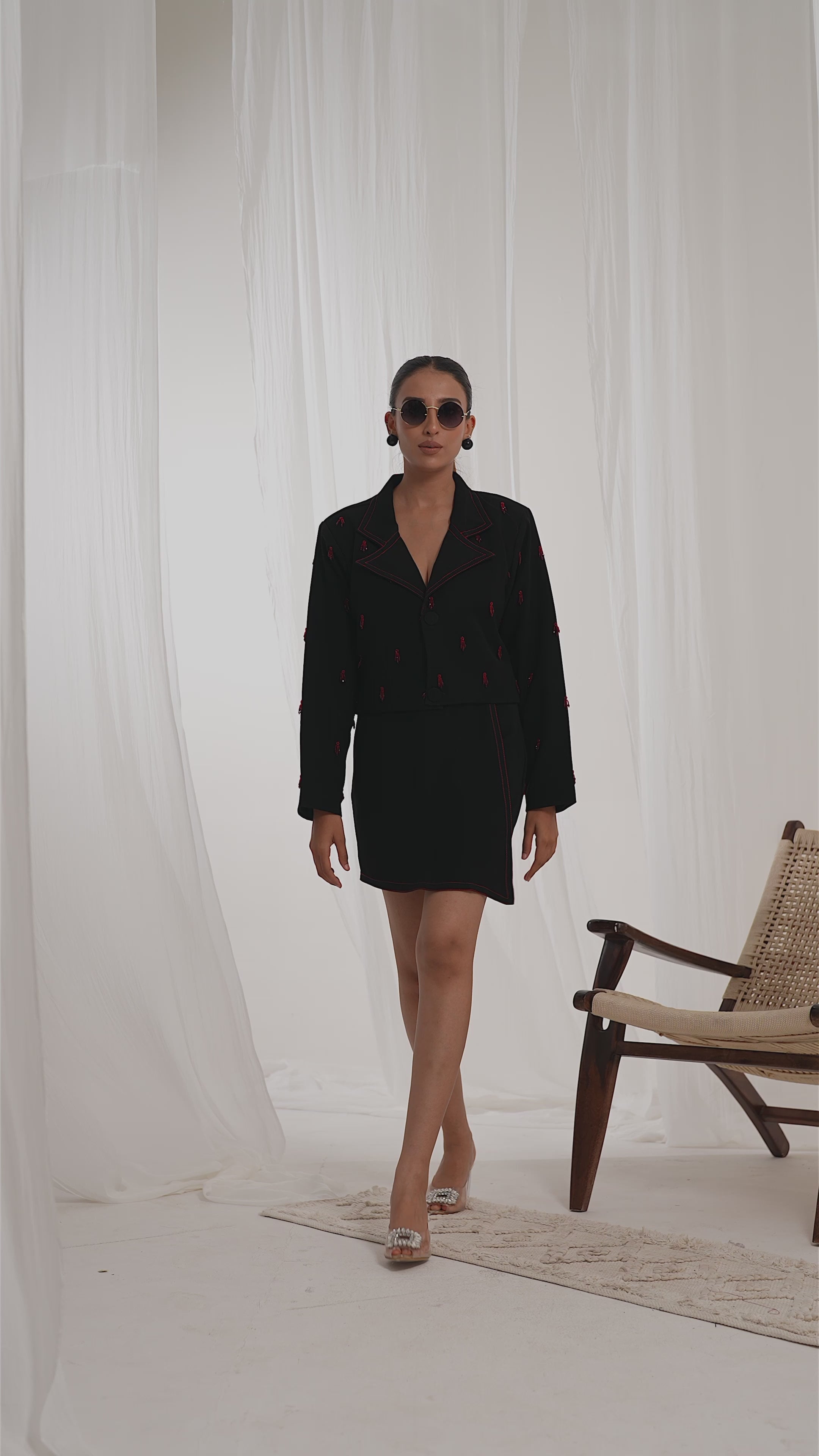 Sable Scarlet Crop Blazer Set